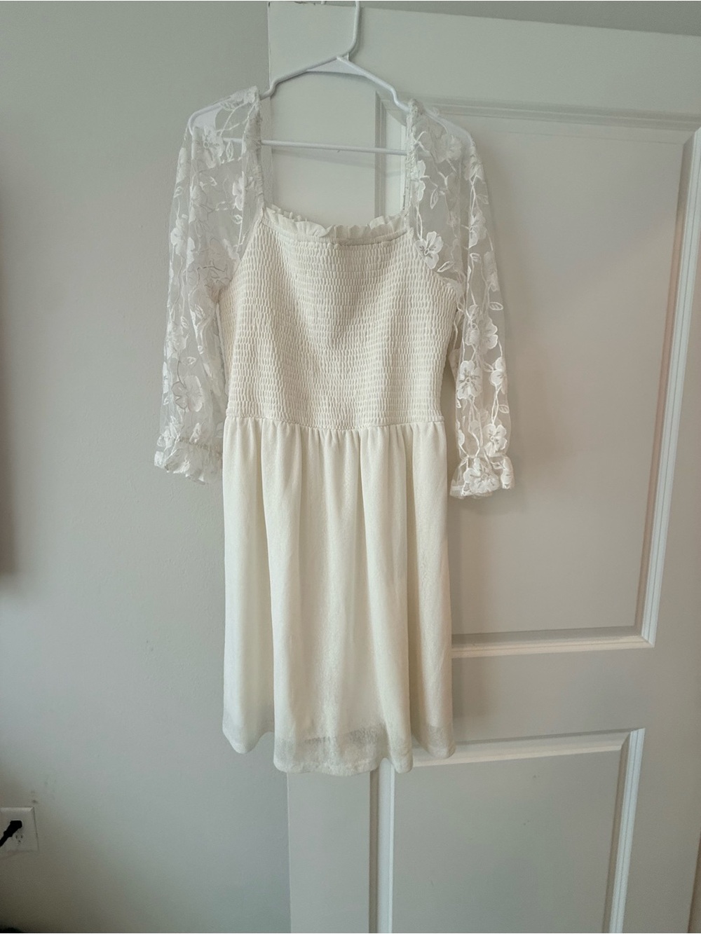 Sirenlily White Lace Smocked Mini Dress Size XL | Cottagecore Coquette Bridal♥️ - Picture 2 of 6